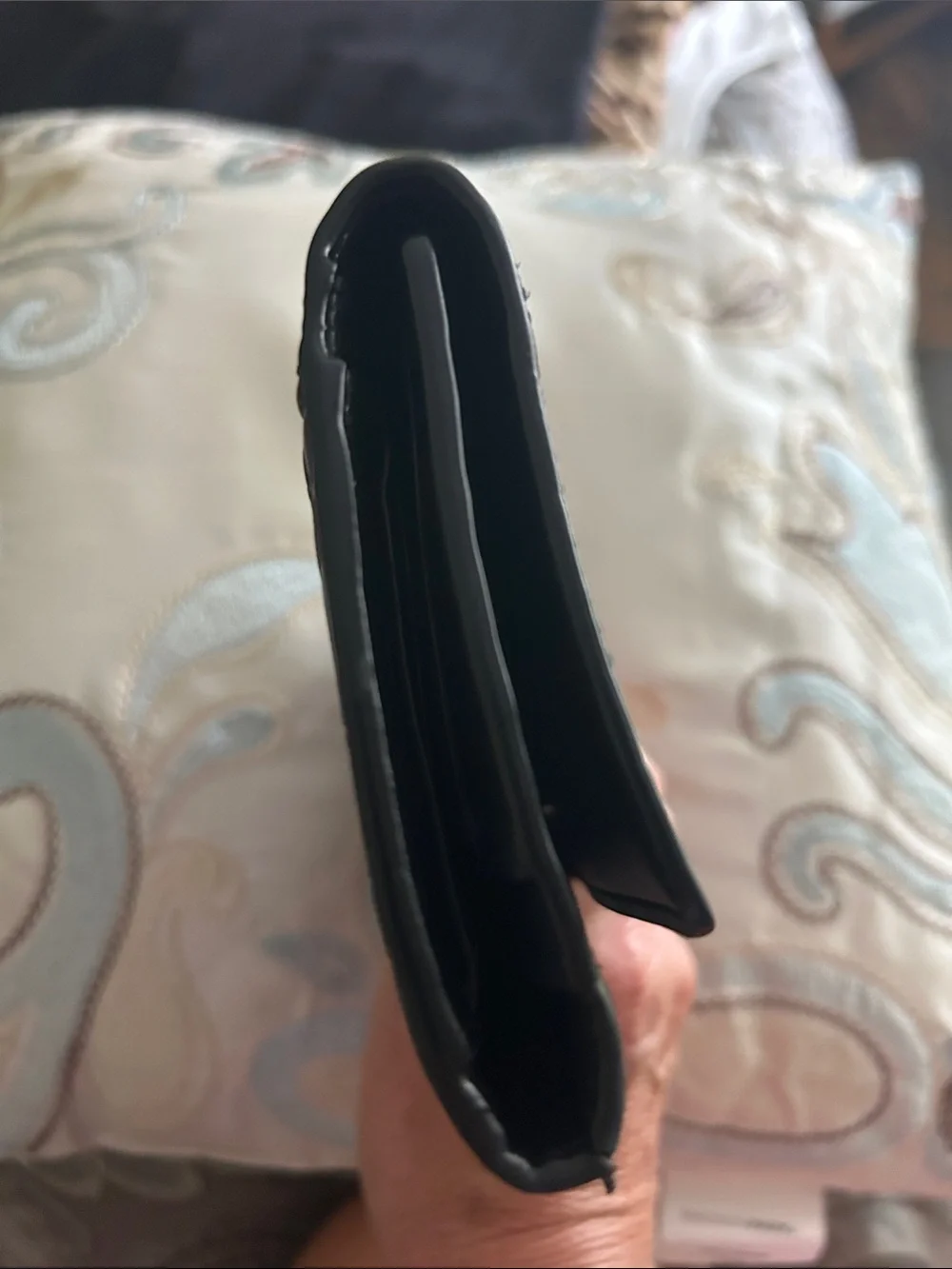 Coach Black Signature Continental Wallet with Silver Logo